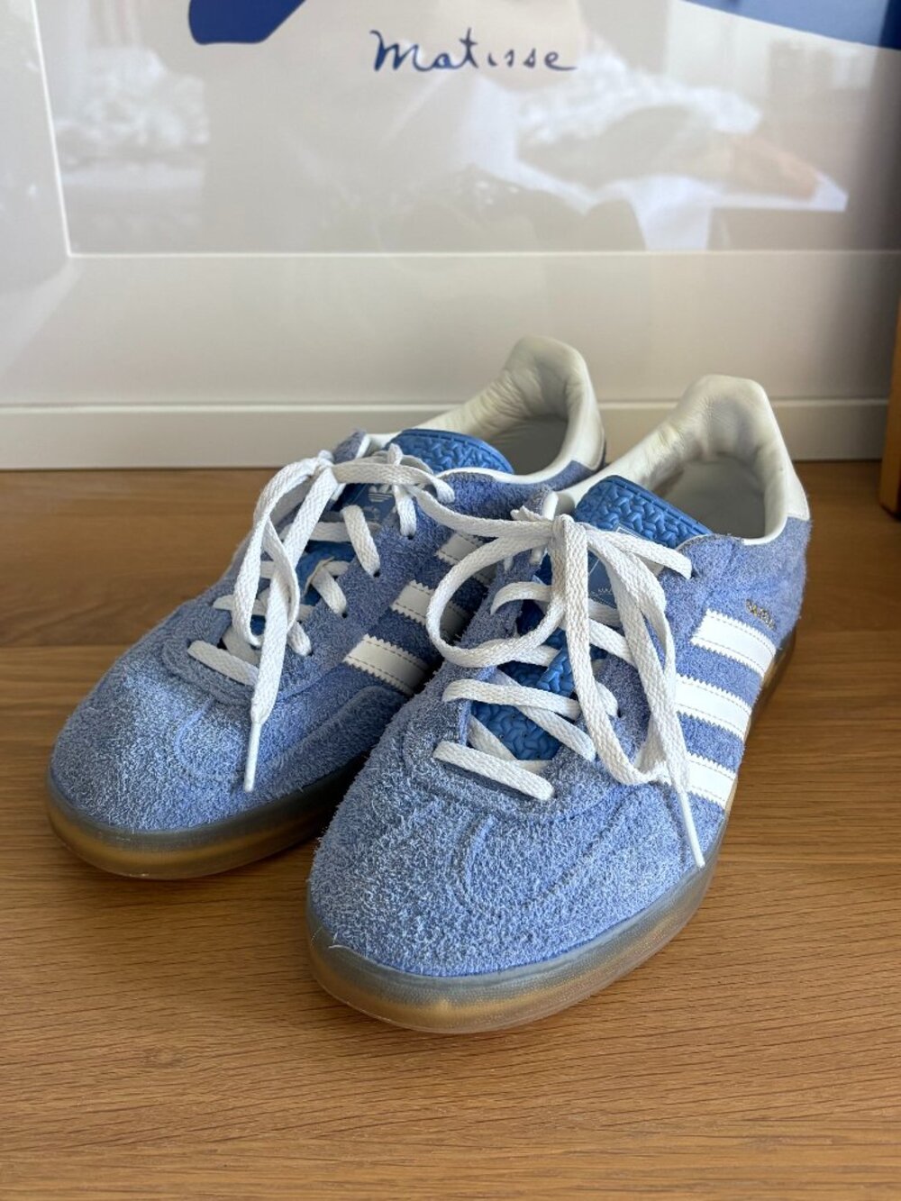 Baby Blue Adidas Gazelles, Mens 7.5